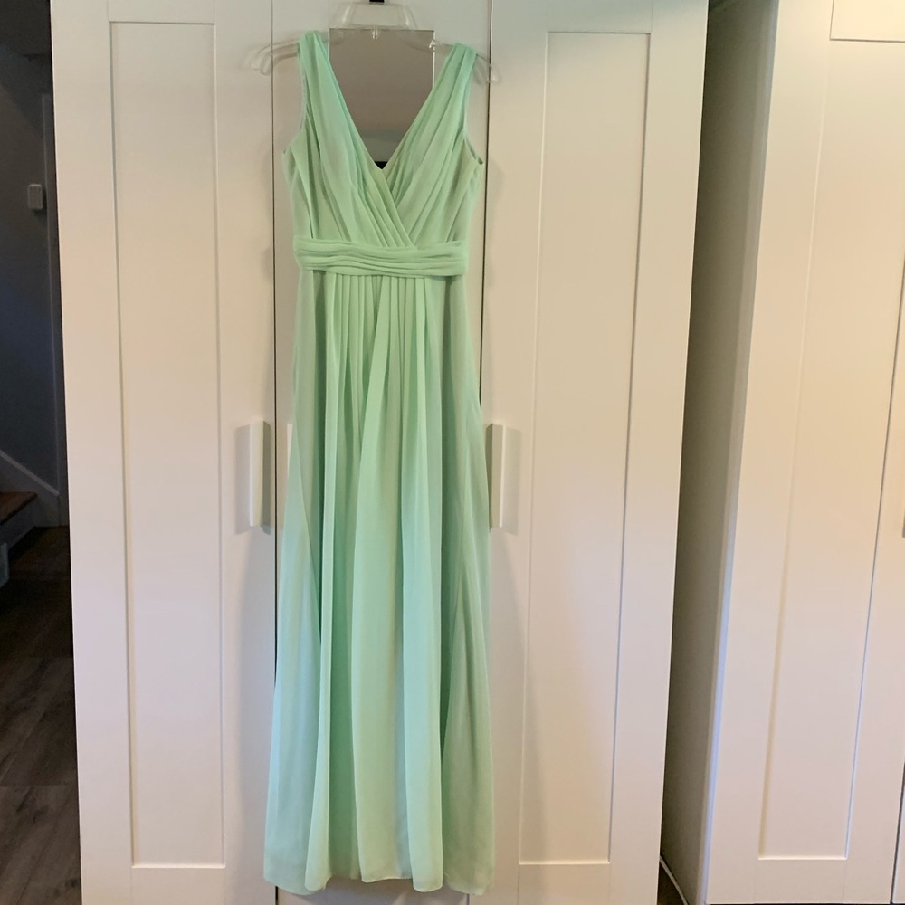 Mint v neck chiffon gown